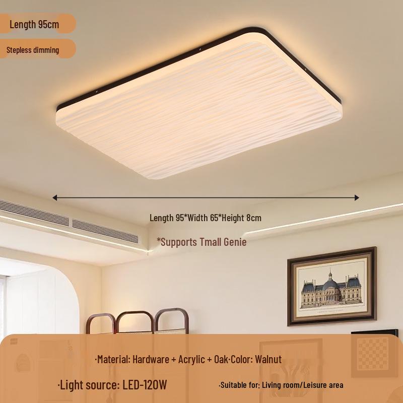 Ultra-Thin Mid-Century Walnut Ceiling Light for Bedroom & Living Room - Full Spectrum Eye Protection