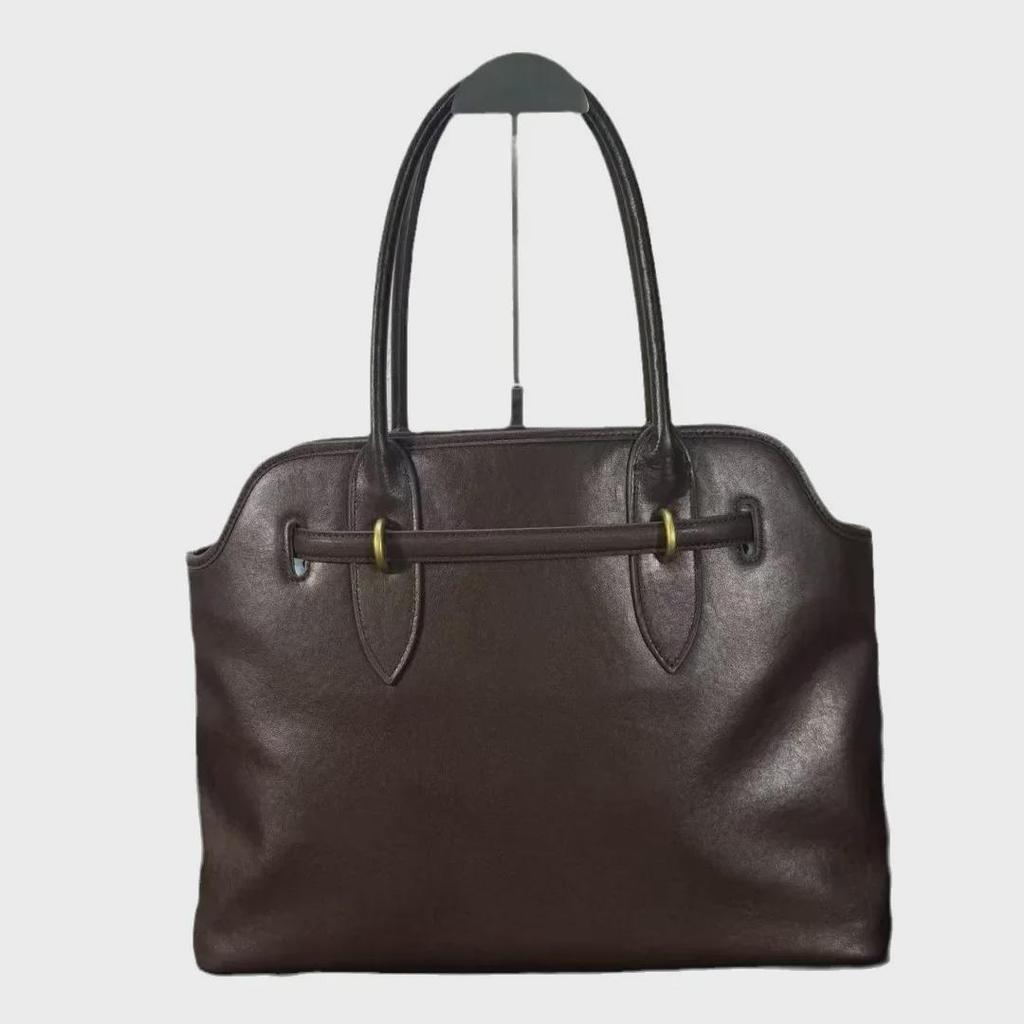 Vintage Genuine Leather Cowhide Tote - Large Capacity Handbag for Women