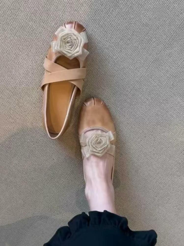 

Sheepskin version~ Leather flower cross strap Mary Jane shoes women s polishing playful age-reducing French spring versatile single shoes 35 абрикосовый