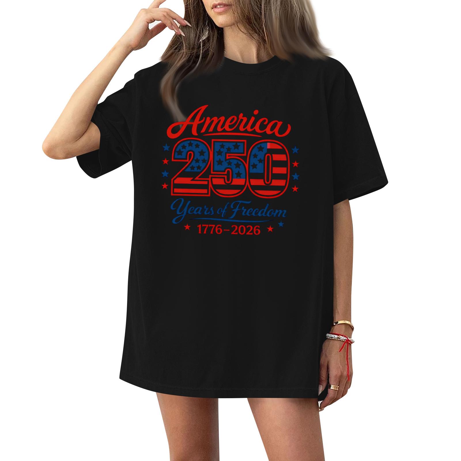 Женская повседневная модная футболка с круглым вырезом, коротким рукавом и принтом американского флага XXXXXL чёрный