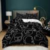 Black And White Simple Bedding Kit Digital Printing Quilt Cover Pillowcase Three-Piece Set
