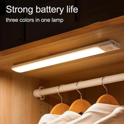 LED Night Light Motion Sensor 10-60CM USB Rechargeable 3-Color Wireless Magnetic for Cabinet Bedroom Wardrobe Closet Corridor RV