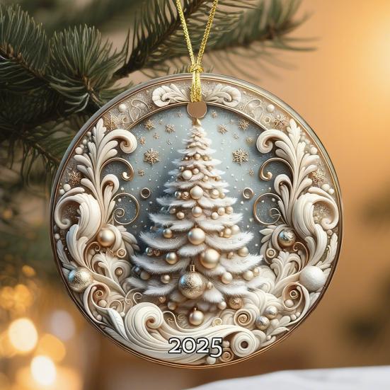 Dream Christmas Tree Ornament Sparkling Acrylic Hanging Decoration with Golden String Festive Keepsake Gift