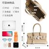 New First-layer Cowhide Fashionable and High-end Handbag, High-quality Long Leather Silver Buckle Portable Platinum Bag for Women