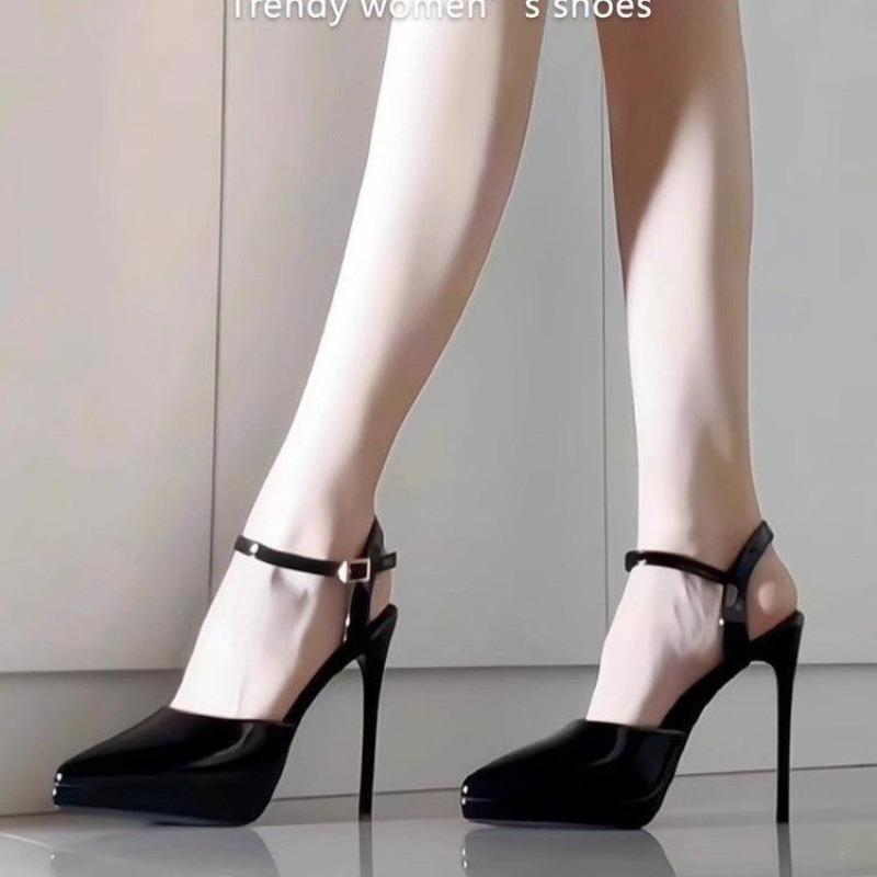 Mode Nude Spetsig Tå Platå Baotou Sandaler Dam Sommar Sexiga Enords Spänne Rem Baktill Öppna Höga Klackar