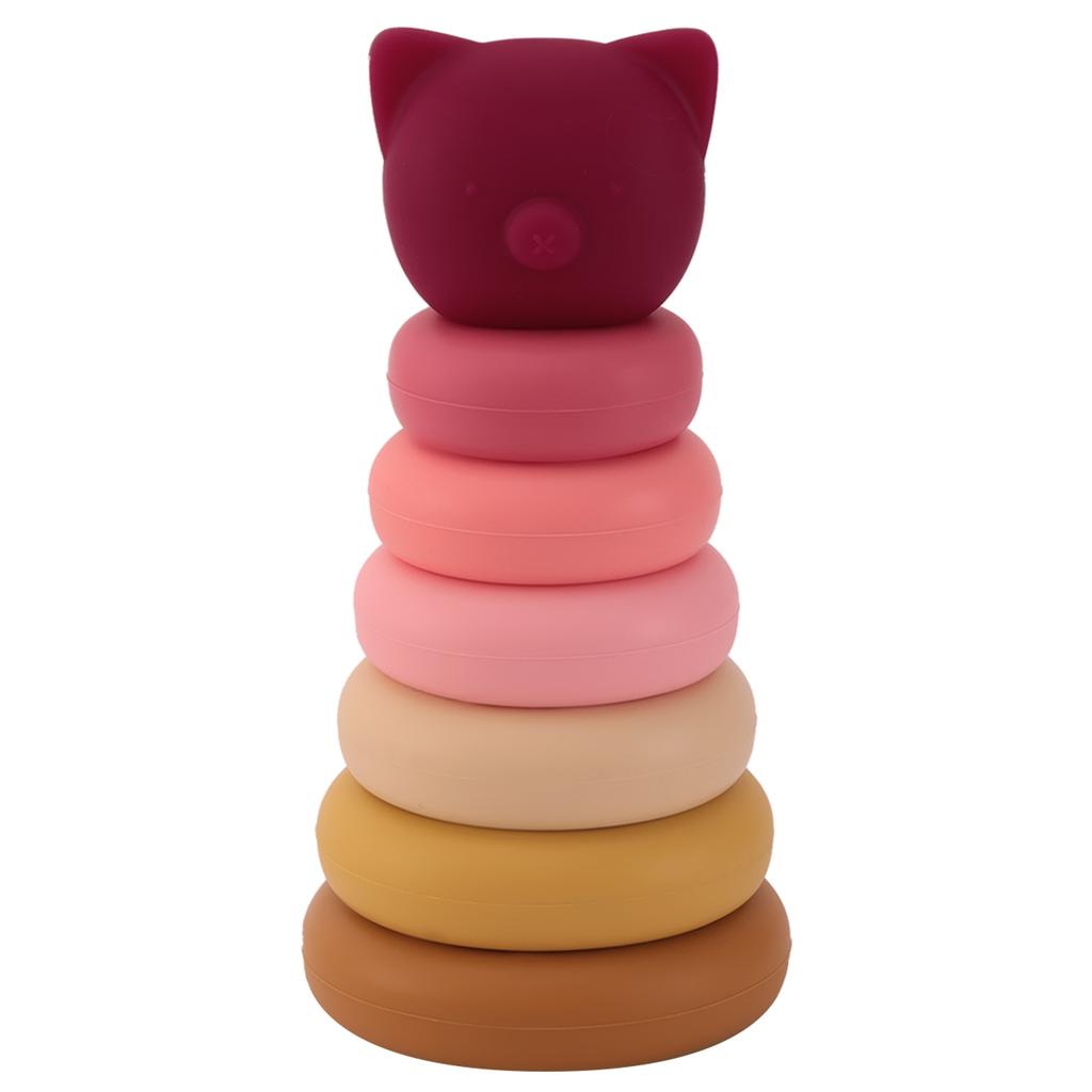 Color Kids 1 Set Silikon Baby Beißring Stapelspielzeug Cartoon Tiere Bausteine Montessori Sensorisches Spielzeug BPA-frei 0-12 Monate