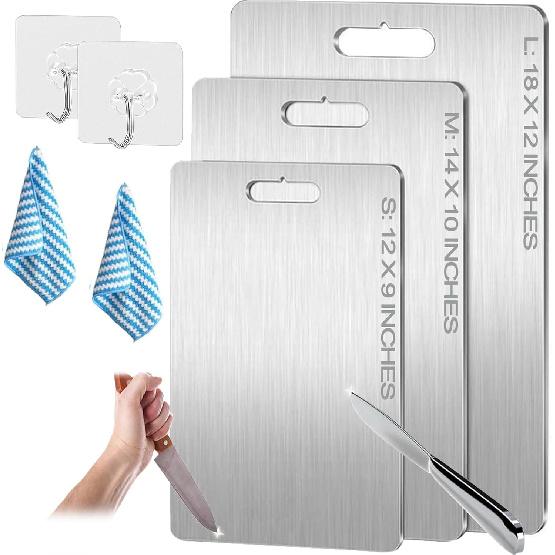 Cutting Board - Titanium Cutting Board, 100% Pure Double Sided Titanium Cutting Boards for Kitchen, No Grooves, The Pinnacle of Durability (18 x 12 12 x 9 in