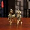 1Pc Deer Ornament Deer Statue Miniature Sika Miniature Figurines Solid Brass Tabletop Decoration Deer Sculpture Ornaments