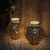 Set of Two Vintage White Battery Lantern Durable Garden Metal Round Lamp for Holiday Decoration(2pcs)