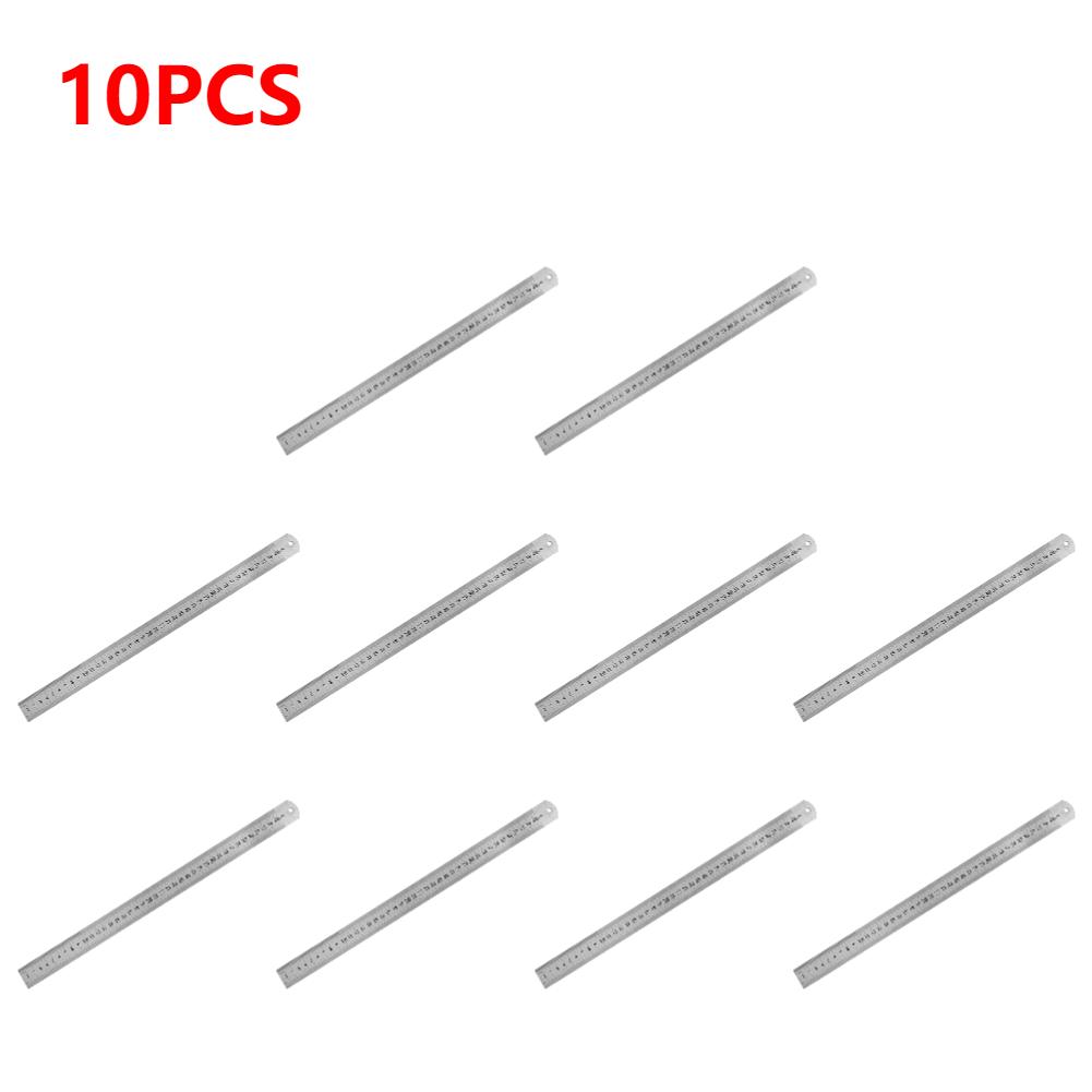 10-1Pcs 15-50cm Stainless Steel Metal Straight Ruler Ruler Tool Precision Double Sided Measuring Drafting Accessory Hand Tool