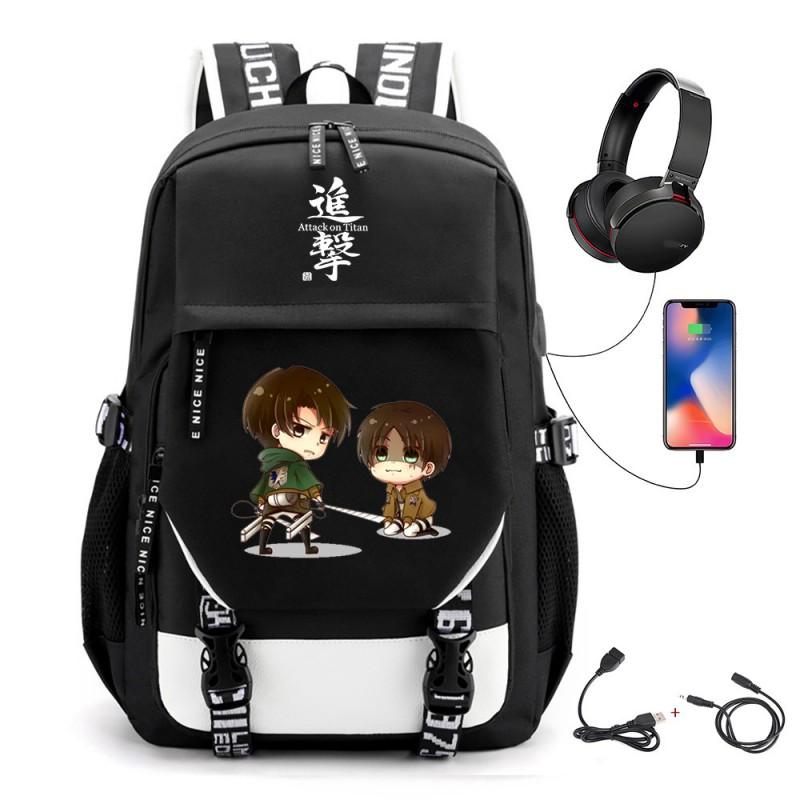 Anime-Inspired Canvas Backpack Students Travelers With USB Charging Port Breathable Padded Straps Unisex School Bag