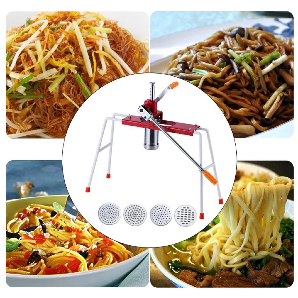 4 Pressing Molds Stainless Steel Noodle Maker Noodle Making Machine Dough Pasta Maker Hand Press Spaghetti Kitchen Appliances 56 x 17 x 58 cm
