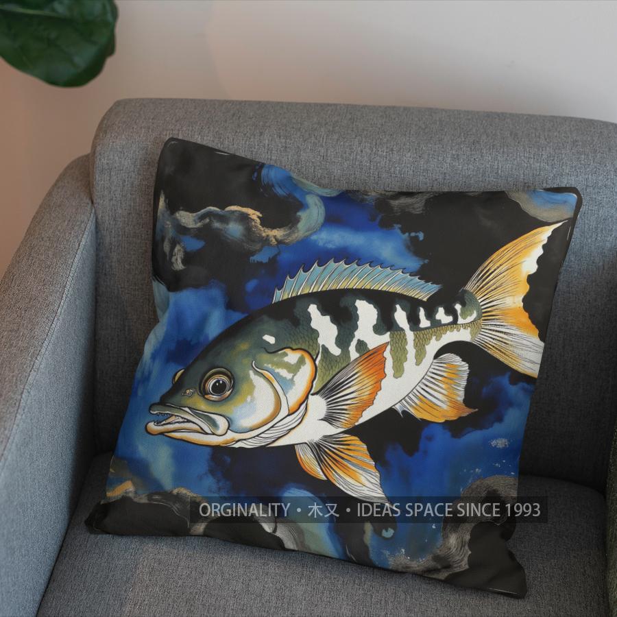 2D Stylish Fish Pattern Decorative Cushion Cover Pattern Cushion Cover Suitable For Sofa Bedroom Car Pillow Cover