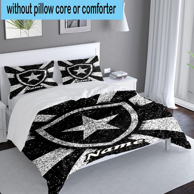 3PCS Custom Name Botafogo Emblem Bedding Set, Including 1pc Duvet Cover And 2pcs Pillowcases, Suitable for Dorms and Bedrooms Gift