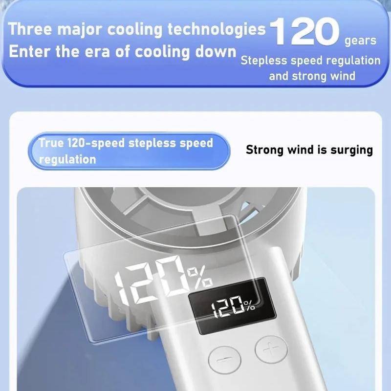 Portable Handheld Fan Mute Personal Highspeed Fan Air Calculating Fan Large-capacaity Battery Mute Electric Fan For Outdoor