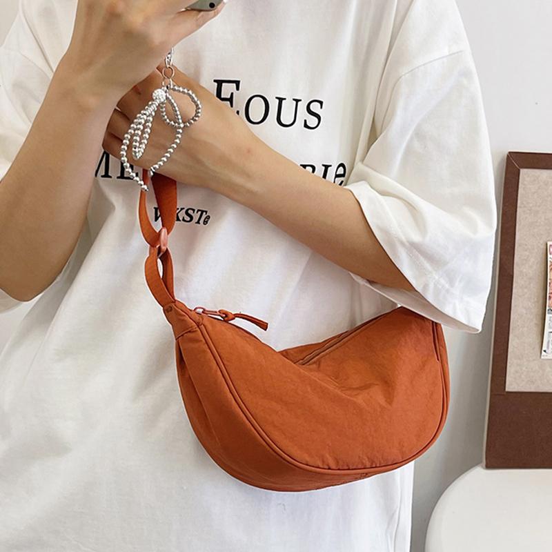 Dumpling Bag Stylish Versatile Lightweight Single-Shoulder Washed Fabric Bag Crossbody