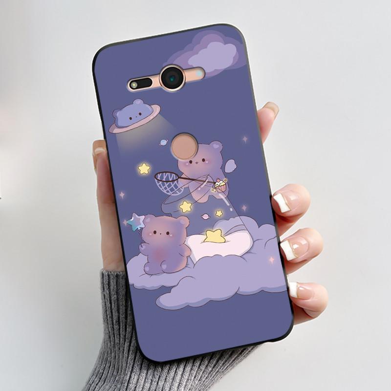 Per Sony Xperia XZ2 Compact H8324 H8314 Custodia Estetica Moda Gatto Carino Cartone Animato Antiurto Nero Silicone Morbido Sottile Cover Posteriore