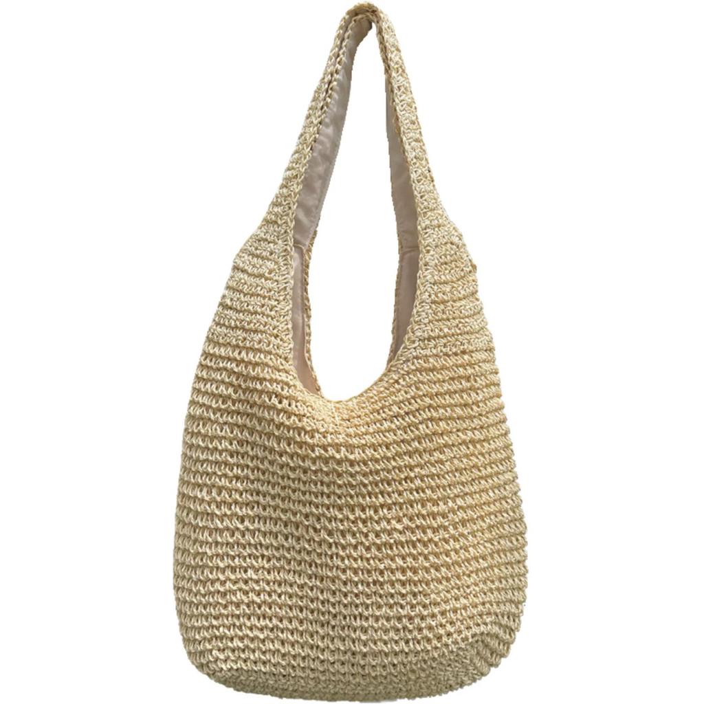 Summer Vacation Style Straw Bag Shoulder Bag Tote Bag Large Capacity Casual Portable Woven Bag