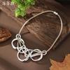 Neuer geometrischer Hohlring Lederseil Strickhalskette Damen Bohemian Silberring Halskette