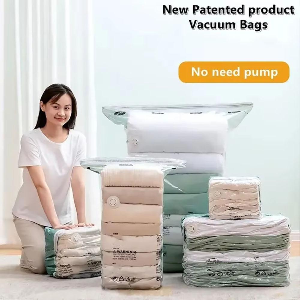 No Need Pump Vacuum Large Plastic Storage Bags Storing Clothes Blankets Reusable Compression Empty Bag Travel Accessories