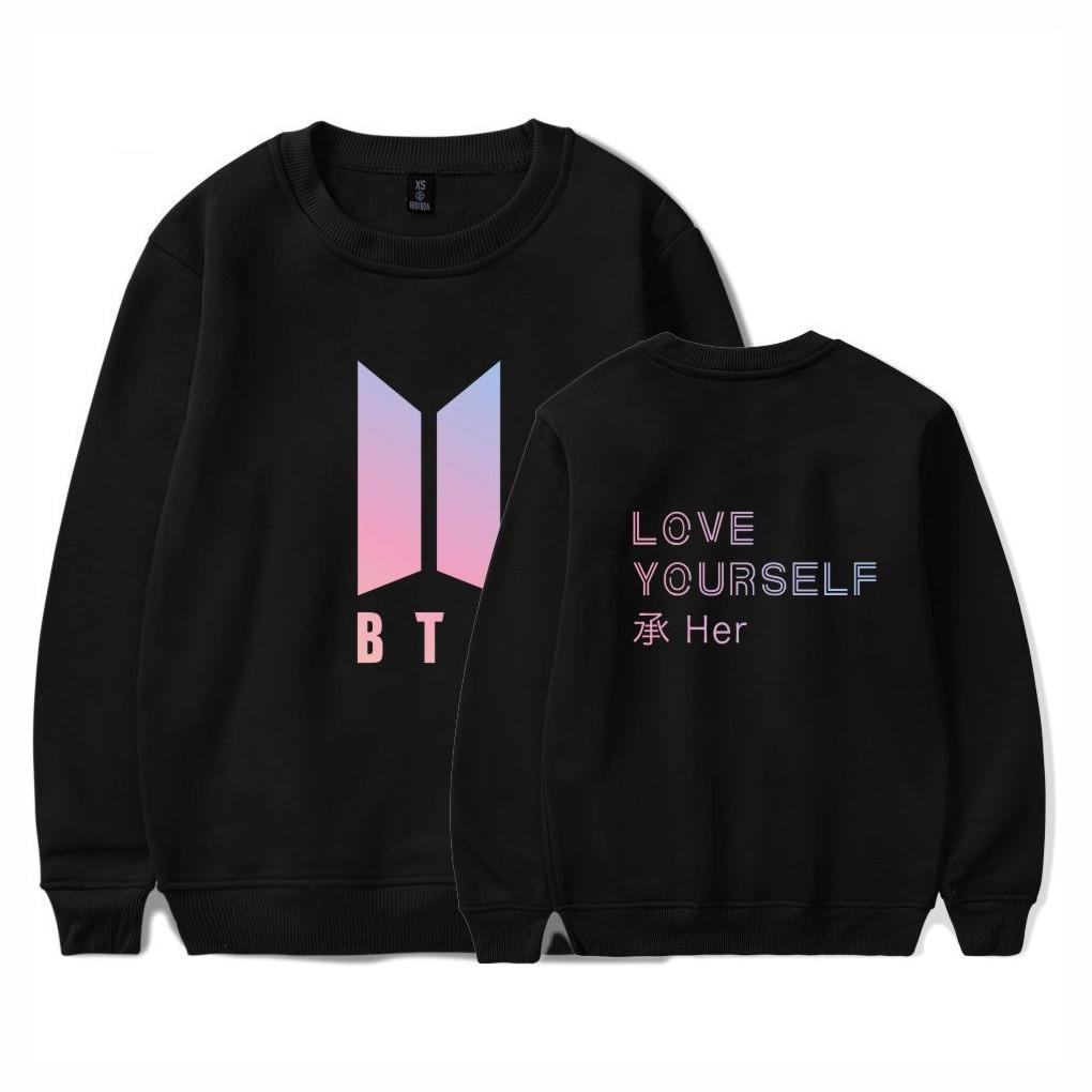 BTS-Sweatshirt mit Printmuster und Fleecefutter für jugendliche Fans