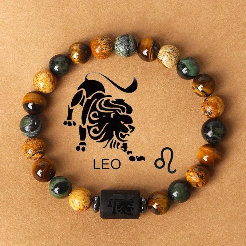 12 Zodiac Sign Natural Stone Beaded Bracelet Vintage Constellation Bracelet Unisex Jewelry Handmade Astrology Lover Accessory