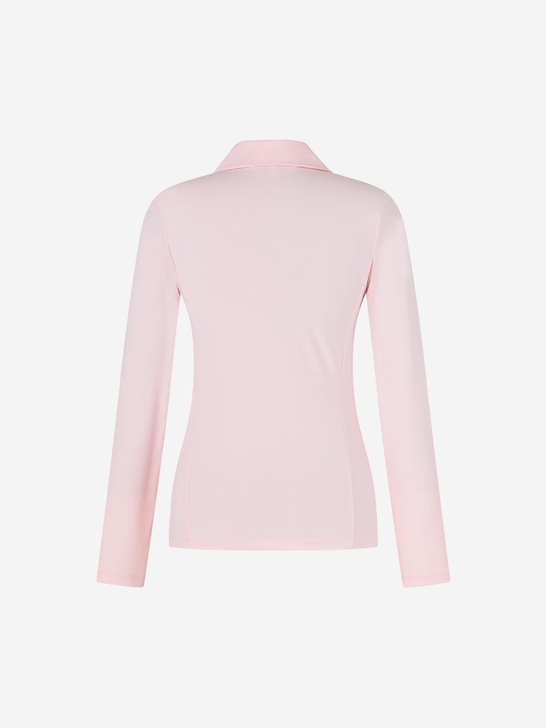 LORDLOAR Cool Slim Zipper Collared T-Shirt Pink