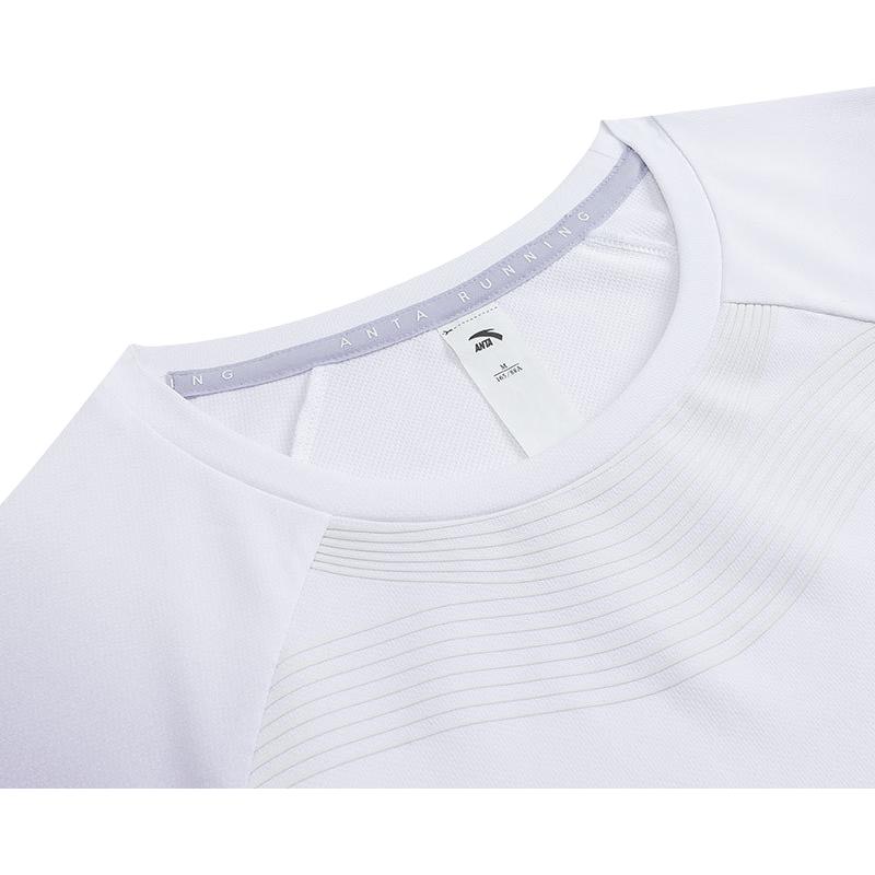 Anta Gradient Breathable Quick-Dry Round Neck Short Sleeve T-Shirt Women Tops Pure-White Printed 162435101-1