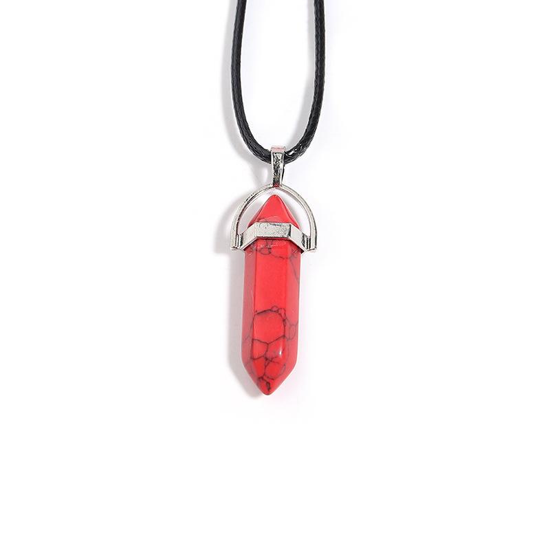 1Pc Hexagon Pillar Stone Necklace Bullet Pendant Choker Necklace Fashion Jewelry Gift