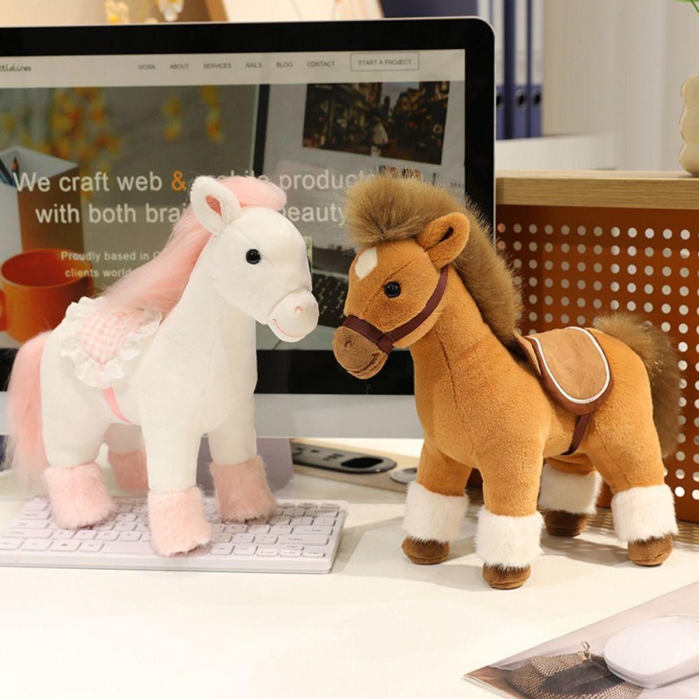 Cute Horse Plush Doll Toys Soft Zodiac Pony Figurine Stuffed Animal Horse Horse Ornament