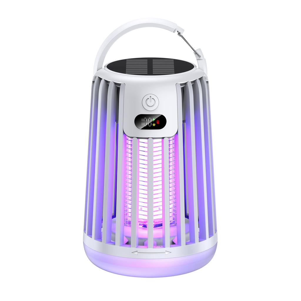 Luz Solar para Jardín Matamoscas Solar para Exteriores con Trampa Recargable para Insectos y Moscas Lámpara Matamosquitos para Jardín Luz de Calle