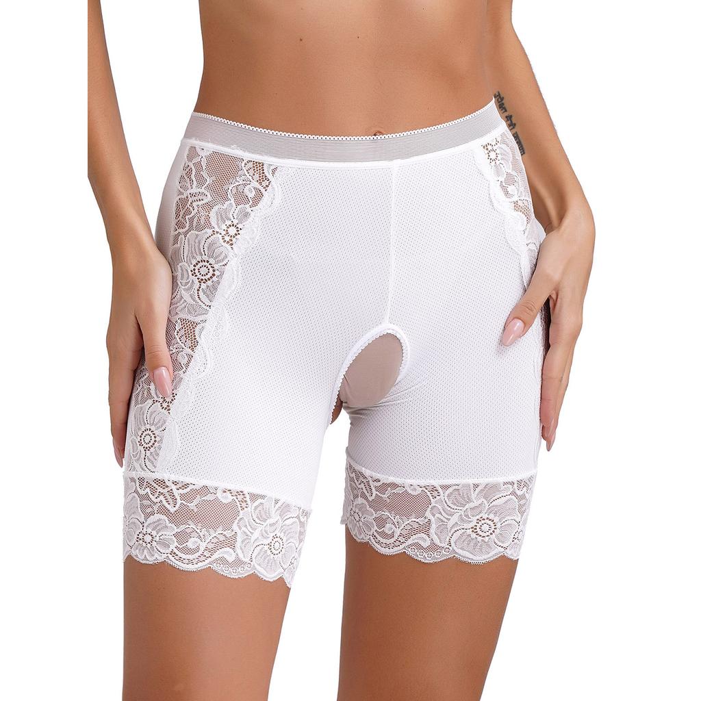 Damen Spitzen Schrittlose Boyshorts Hohe Taille Slips Freches Design Sicherheits-Shorts Slips Clubwear Dating Unterwäsche