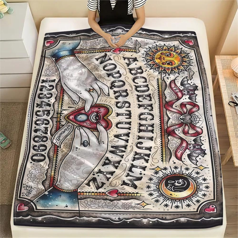 1PC Psychic Board Print Flannel Blanket, High Quality All Seasons, Home Decor, Warmth and Comfort, Perfect for Christmas Gifts