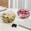 Yousheng 300ml Glasschale doppelwandig Borosilikatglas Schale mit Trockenblumen Künstlerische Dekorative Suppen-Dessert-Servierschale