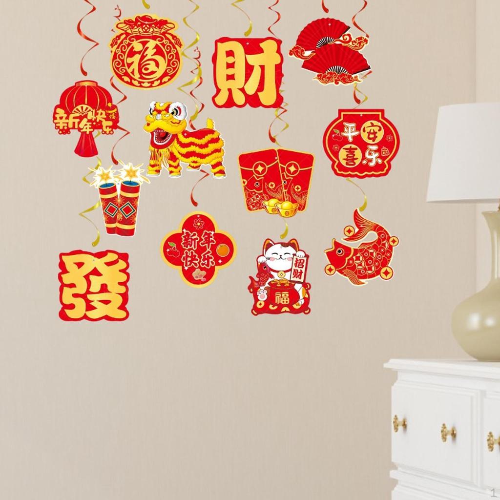 Chinese Year Hanging Decoration Paper Material Decorative Red Color for Ceiling Wall Decor