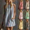 Abito da donna senza maniche a linea ad A con tasche laterali in vari colori a righe