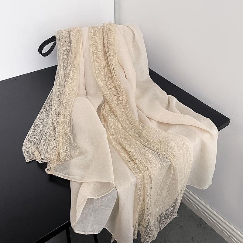 

Весняно-осінній мереживний шарф-лінія довгий тонкий шарф японсько-корейська жіноча мода однотонна шаль високоякісний бавовняний та лляний шарф 195*90cm