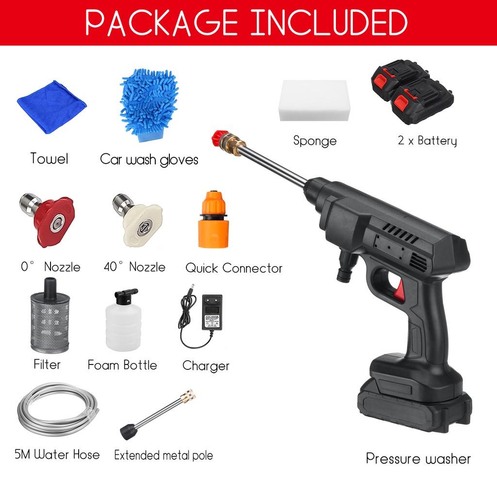 24V Cordless Portable High Pressure Wash Guns Electric Car Washer Machine Water Battery Power Washer Auto Spray 400W