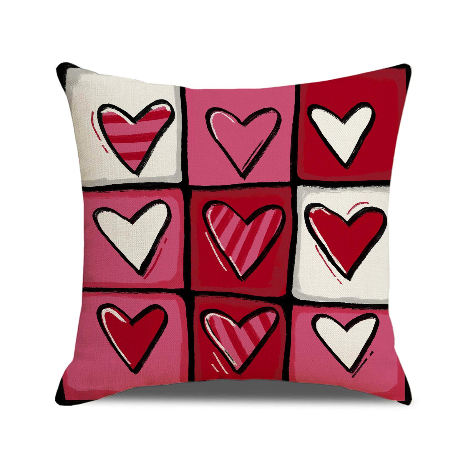 

New Valentine s Day Love Pillow Case Living Room Sofa Cushion Home Decoration Linen Print Sofa Cushion 45X45cm (pillowcase only)