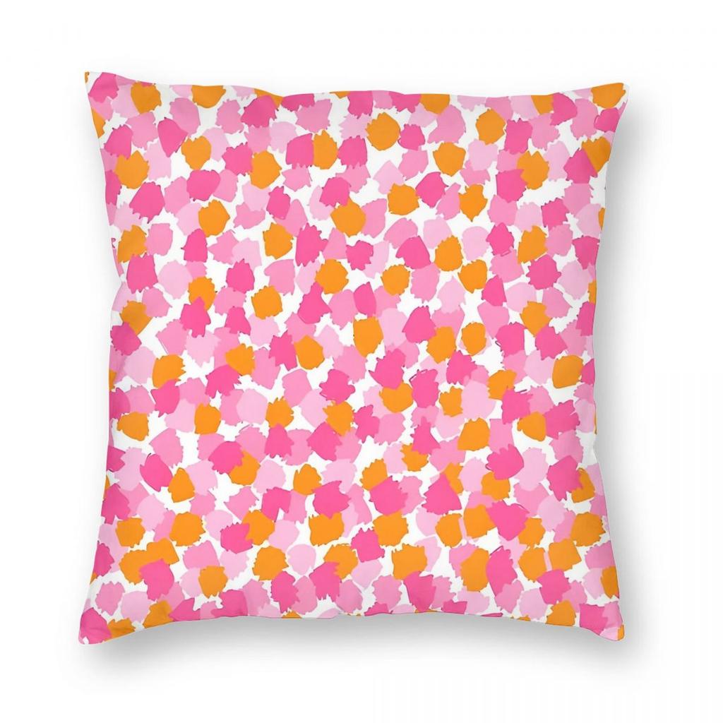 Abstract Hot Pink And Orange Paint Brush Effect Pillowcase Soft Polyester Cushion Cover Decor Pillow Case Cover Home 45X45cm