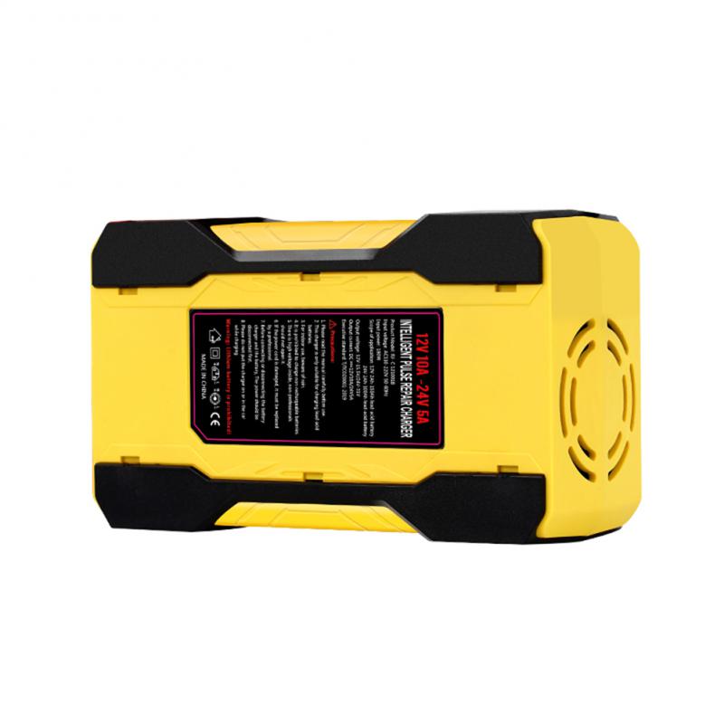 Motorcycle Car Battery Charger 12V 10A 24V 5A Pulse Repair Charger with LCD Display Automatic Smart Fast Auto Battery Charger