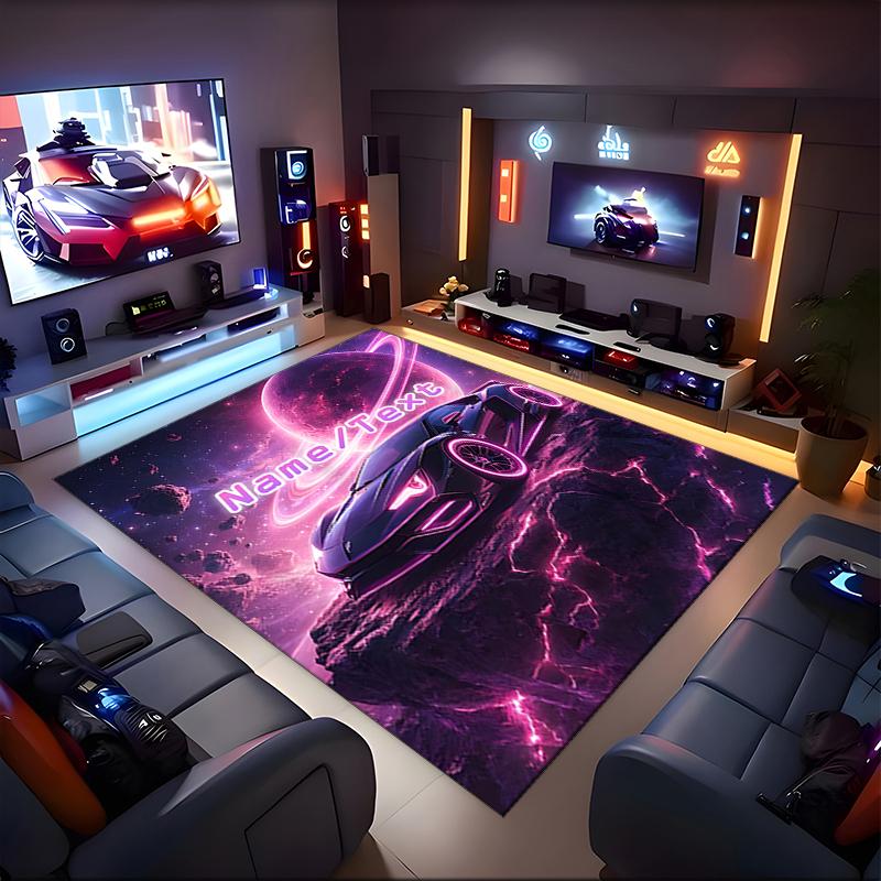 1PC Custom Name "Galactic Machine" Theme Floor Mat Ideal for Living Room, Game Rooms, Office, Bedroom,Floor Mat Playful Design
