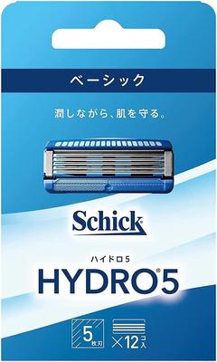 Schick Hydro 5 Basic Replacement Blades with Skin 5 Blue (12 Pieces) Guard, Blades,