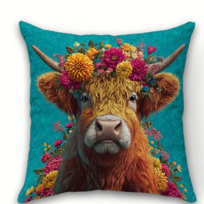 1/4pcs Boho Floral Highland Cow Throw Pillow Covers Farmhouse Animal Decorative Cushion Cases for Home Sofa room