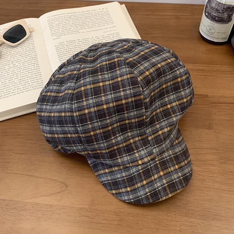 Versatile Red Plaid Cloud Beret Cap For Women Perfect For Casual Spring And Wear Summer