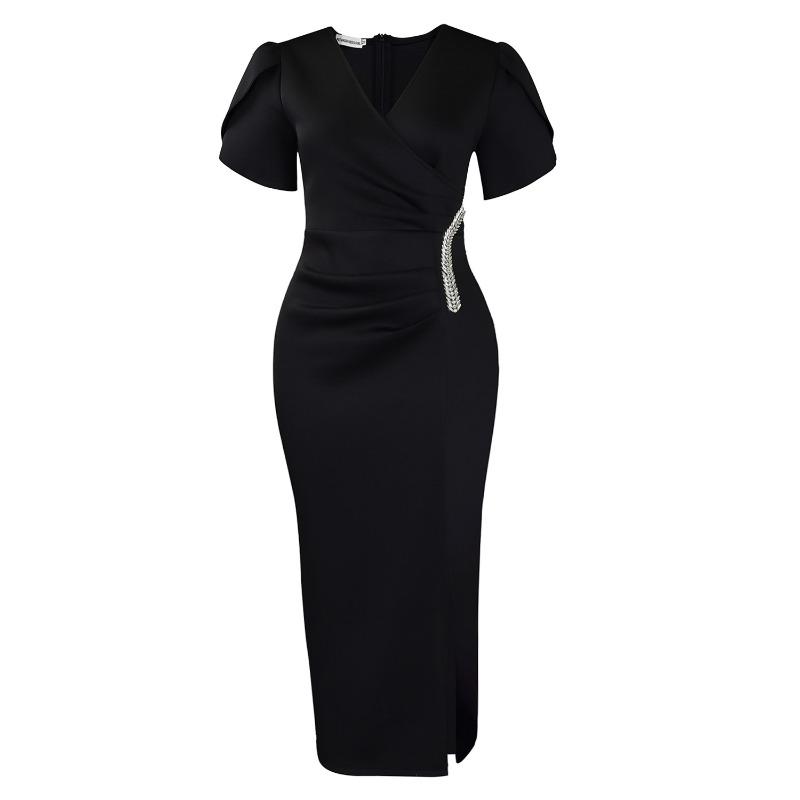 Женское новое модное темпераментное элегантное вечернее платье горячее бриллиантовое африканское платье S чёрный