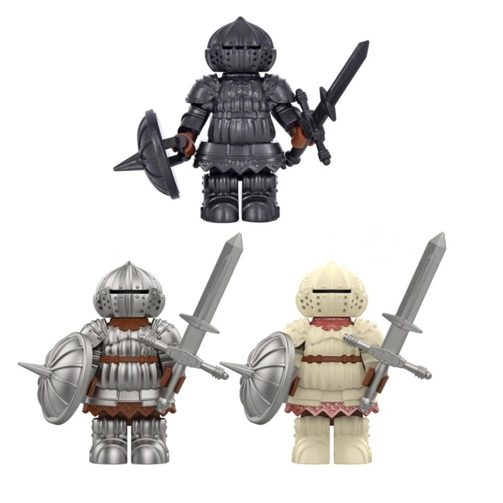 Chevalier Oignon Médiéval Chevalier Noir Détaillé Armure Minifigurine avec Bouclier Interchangeable Blocs de Construction