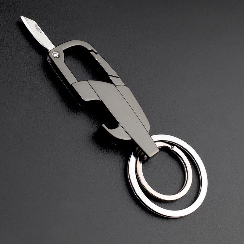 Premium Men's Multifunctional Keychain: Includes Detachable Knife, Portable Bottle Opener, Fast Delivery.