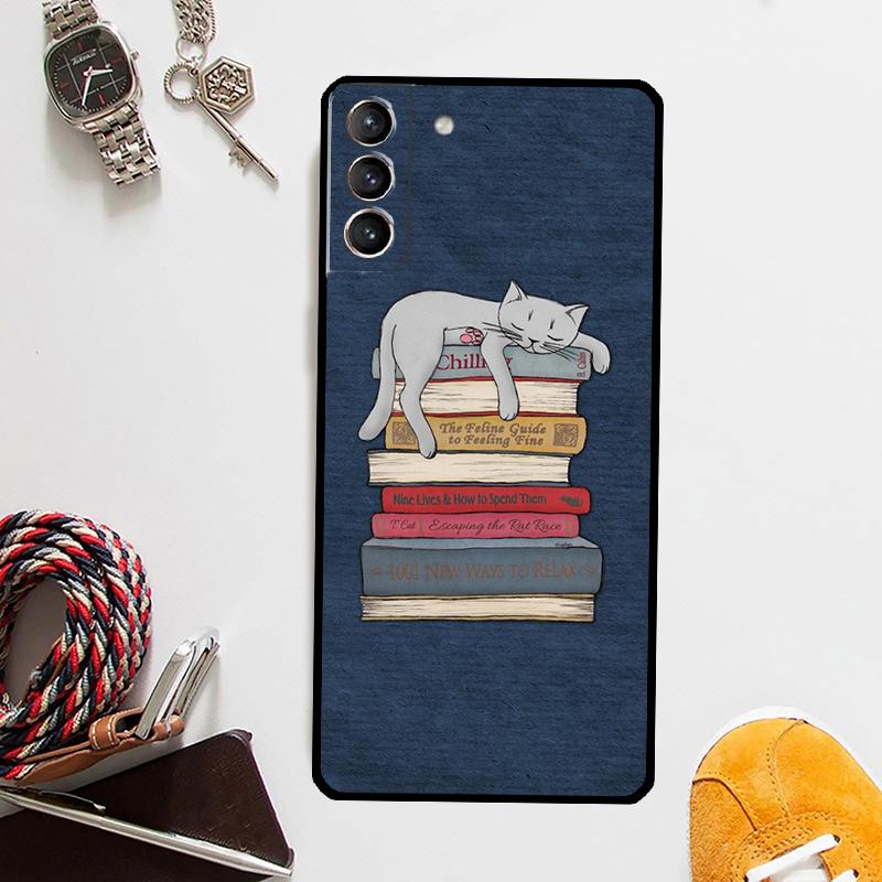 Read Books Illustration Case For Samsung Galaxy S25 Ultra S20 S21 S22 S23 Plus S24 Ultra S9 S10 S25 FE Cover Coque