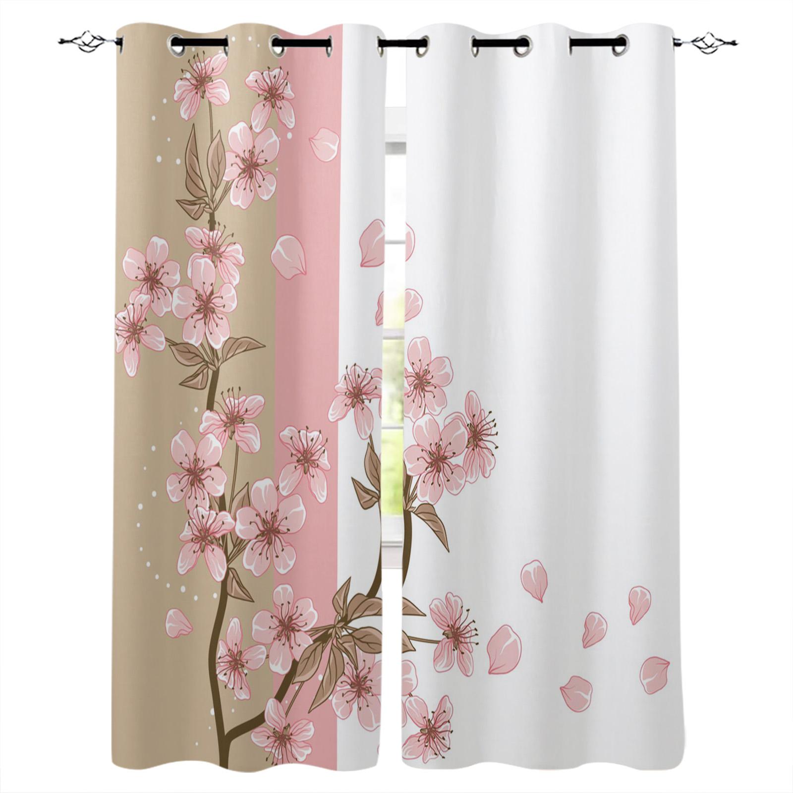 

Love Flower Pink Plaid Curtains For Bedroom Living Room Modern Kitchen Windows Curtain Home Decoration Drapes W135 x H60cm